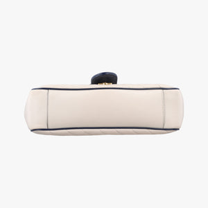 Pre-owned Gucci GG Marmont White/Blue Leather 443497 shoulderbag | stylenewstar