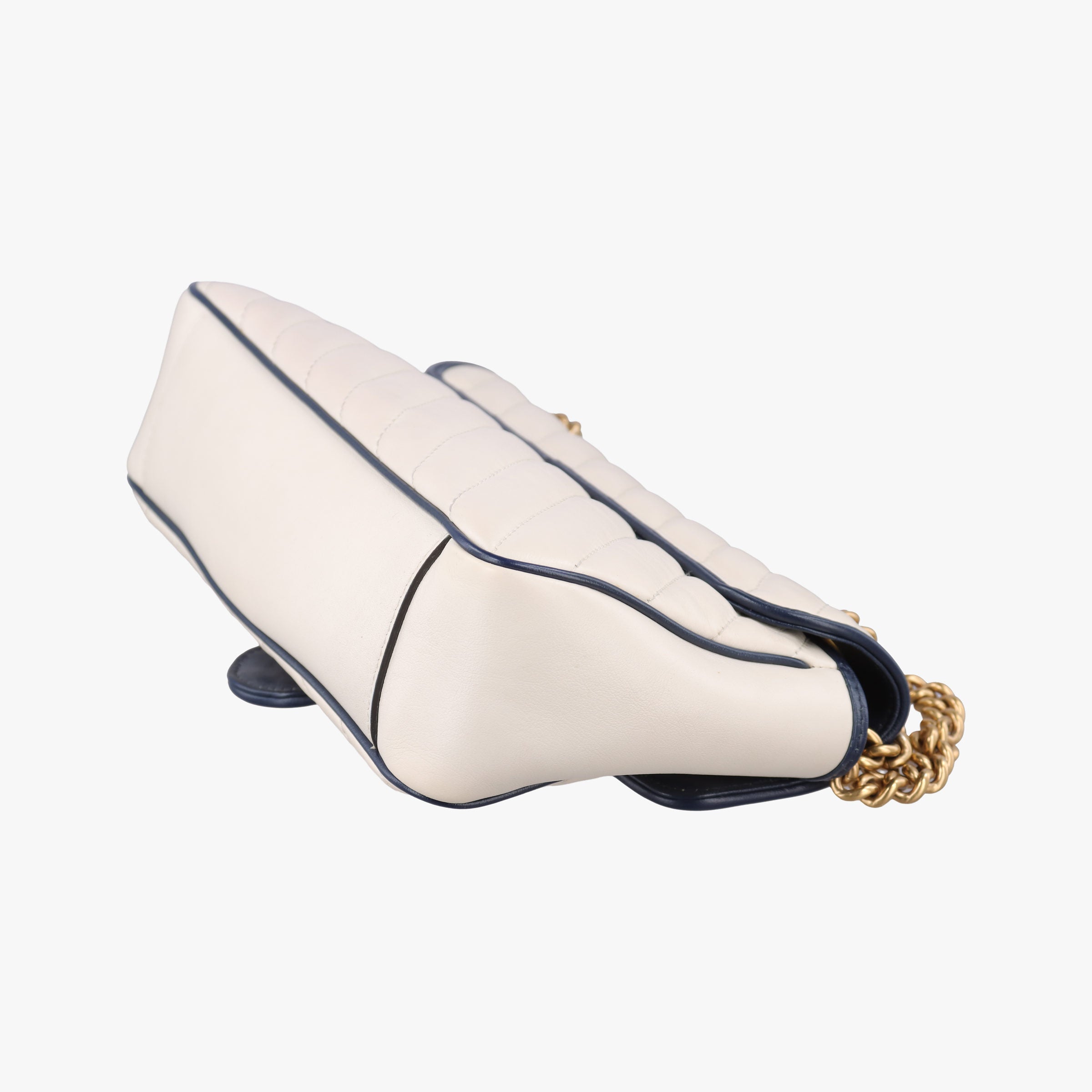 Pre-owned Gucci GG Marmont White/Blue Leather 443497 shoulderbag | stylenewstar