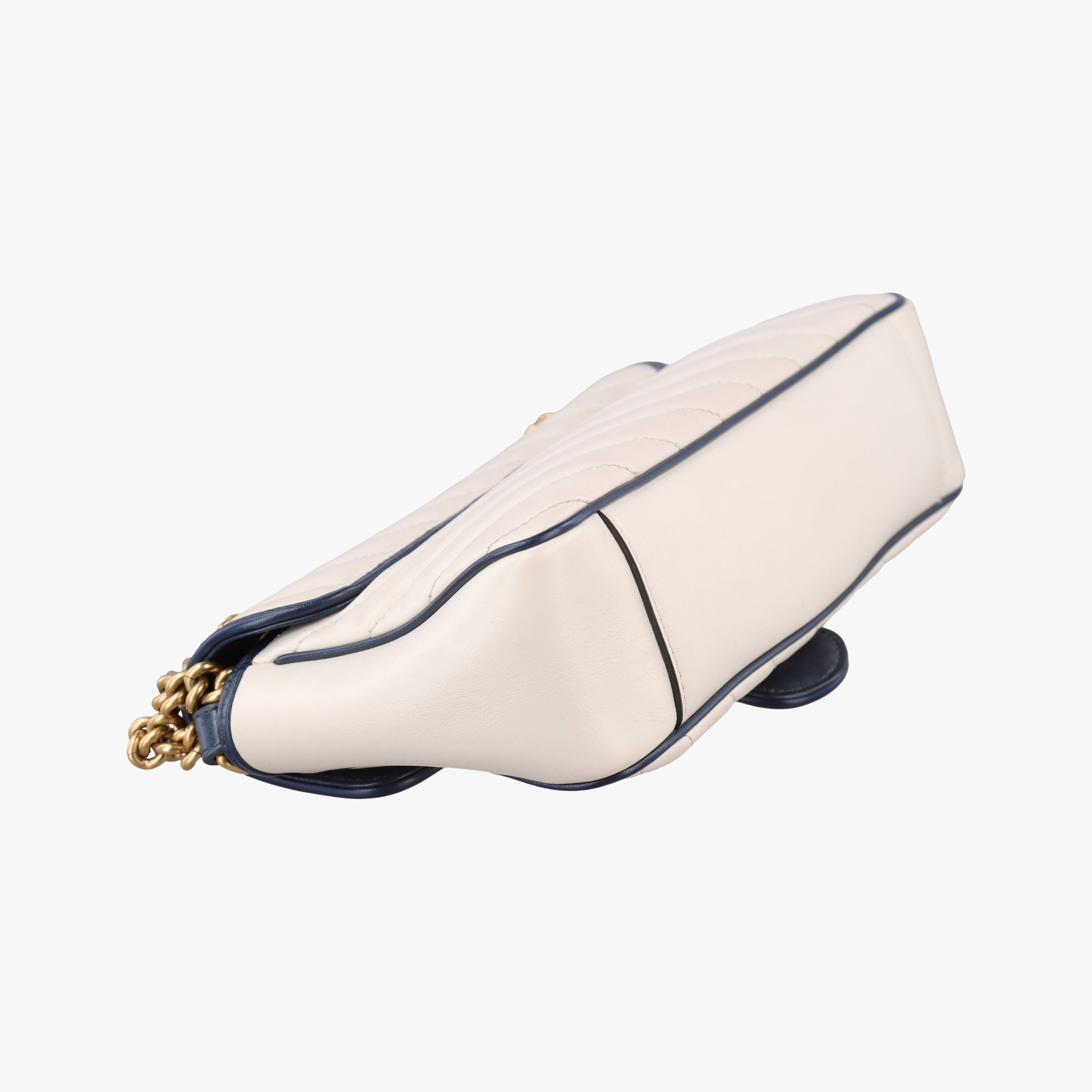Pre-owned Gucci GG Marmont White/Blue Leather 443497 shoulderbag | stylenewstar