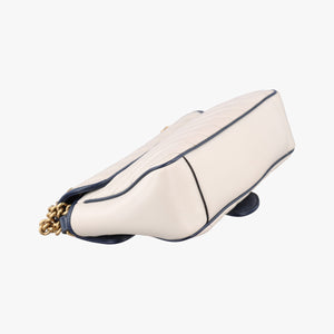 Pre-owned Gucci GG Marmont White/Blue Leather 443497 shoulderbag | stylenewstar