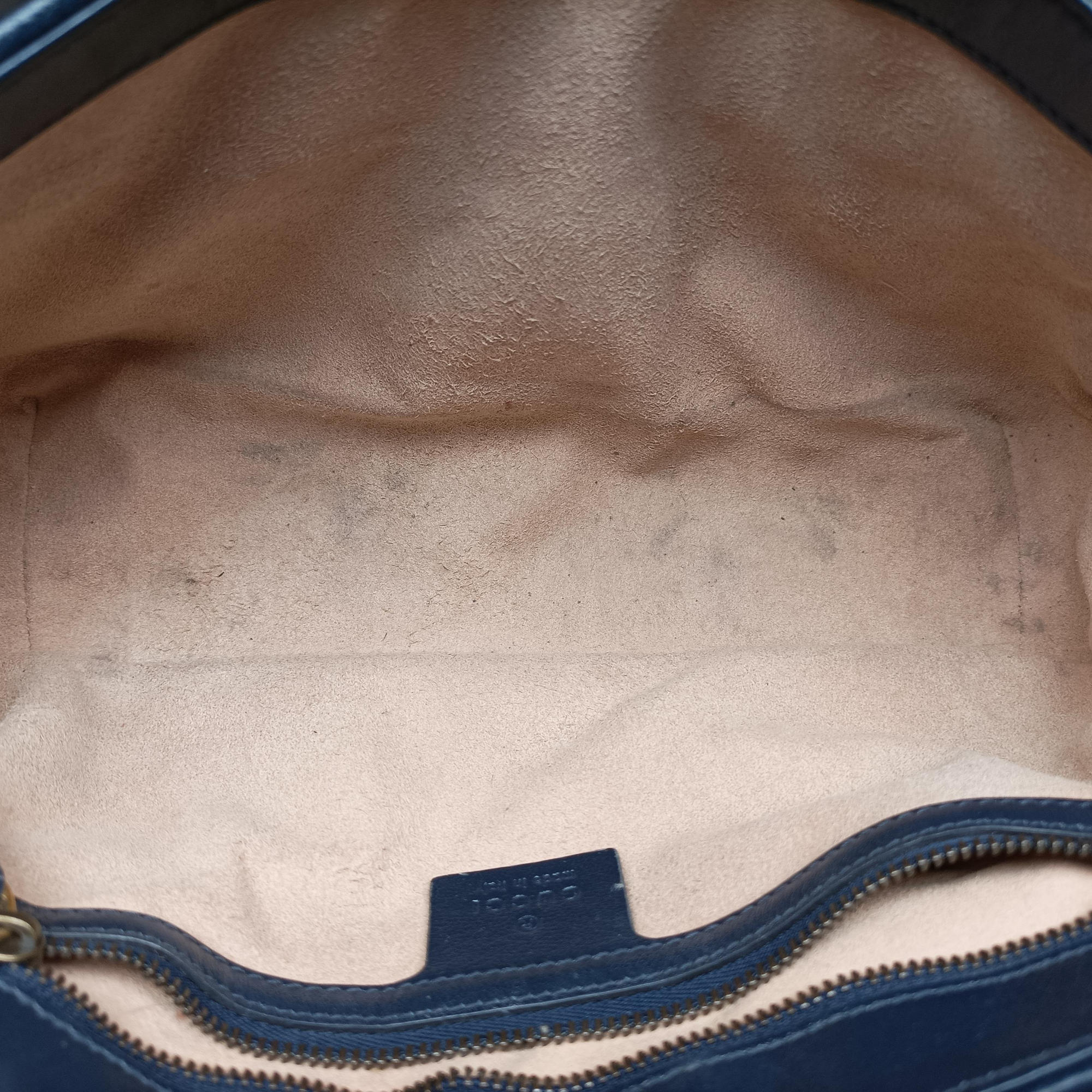 Pre-owned Gucci GG Marmont White/Blue Leather 443497 shoulderbag | stylenewstar