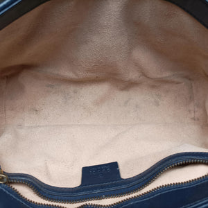 Pre-owned Gucci GG Marmont White/Blue Leather 443497 shoulderbag | stylenewstar
