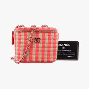 Pre-owned Chanel Raffia CC Mini Vanity Orange x Beige Raffia × Leather AP1998 shoulderbag | stylenewstar