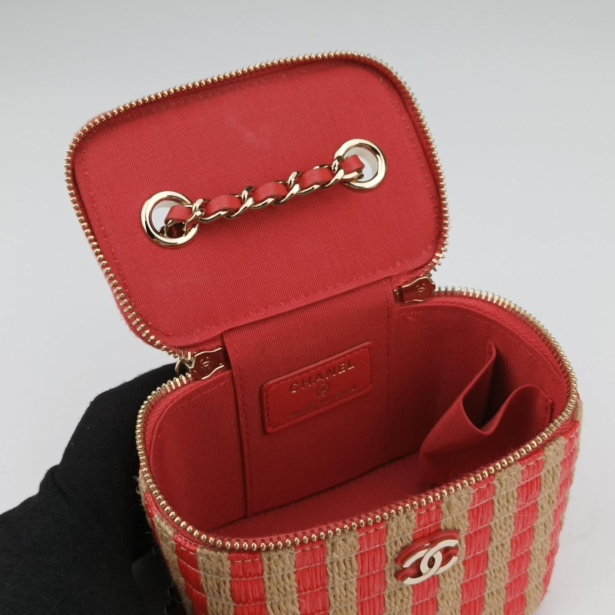 Pre-owned Chanel Raffia CC Mini Vanity Orange x Beige Raffia × Leather AP1998 shoulderbag | stylenewstar