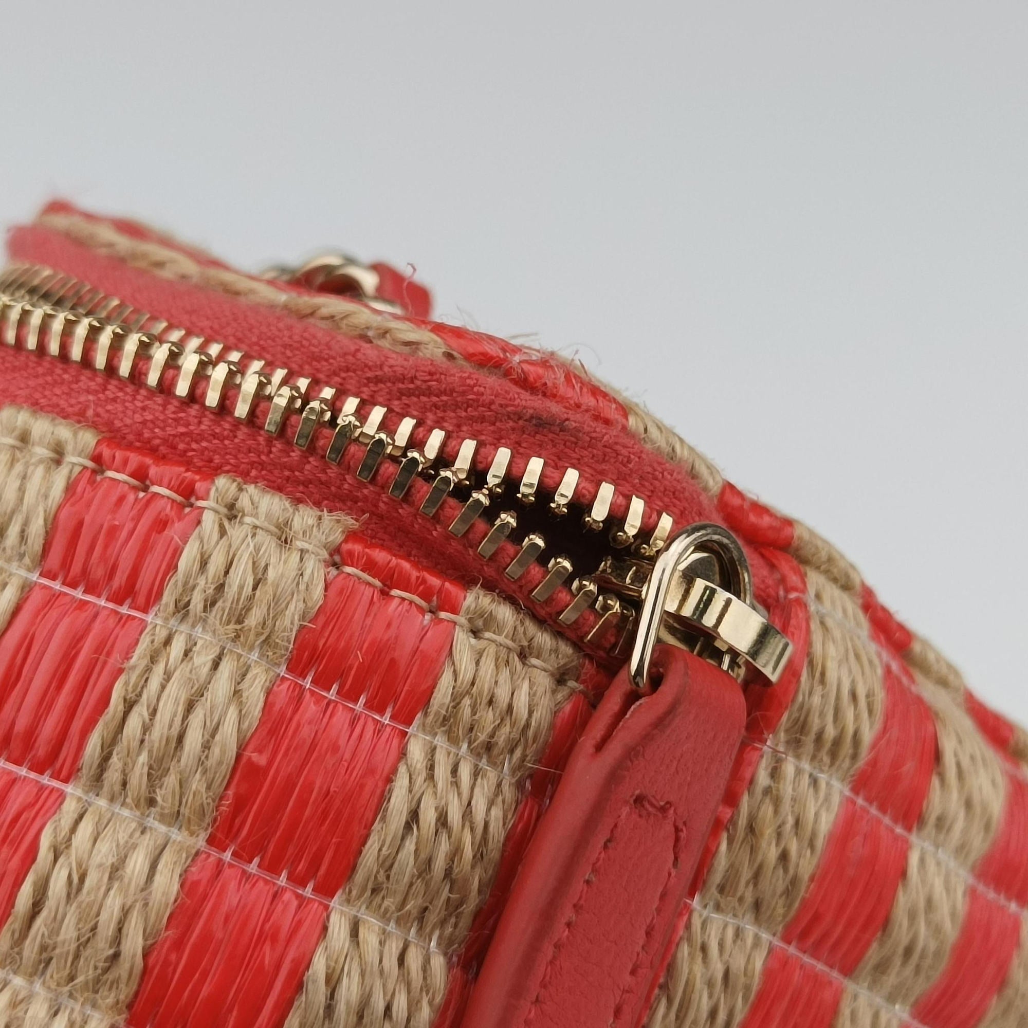 Pre-owned Chanel Raffia CC Mini Vanity Orange x Beige Raffia × Leather AP1998 shoulderbag | stylenewstar