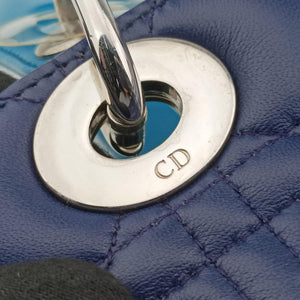 Pre-owned Christian Dior Lady Dior Navy×Pink×Light Blue lambskin  shoulderbag | stylenewstar