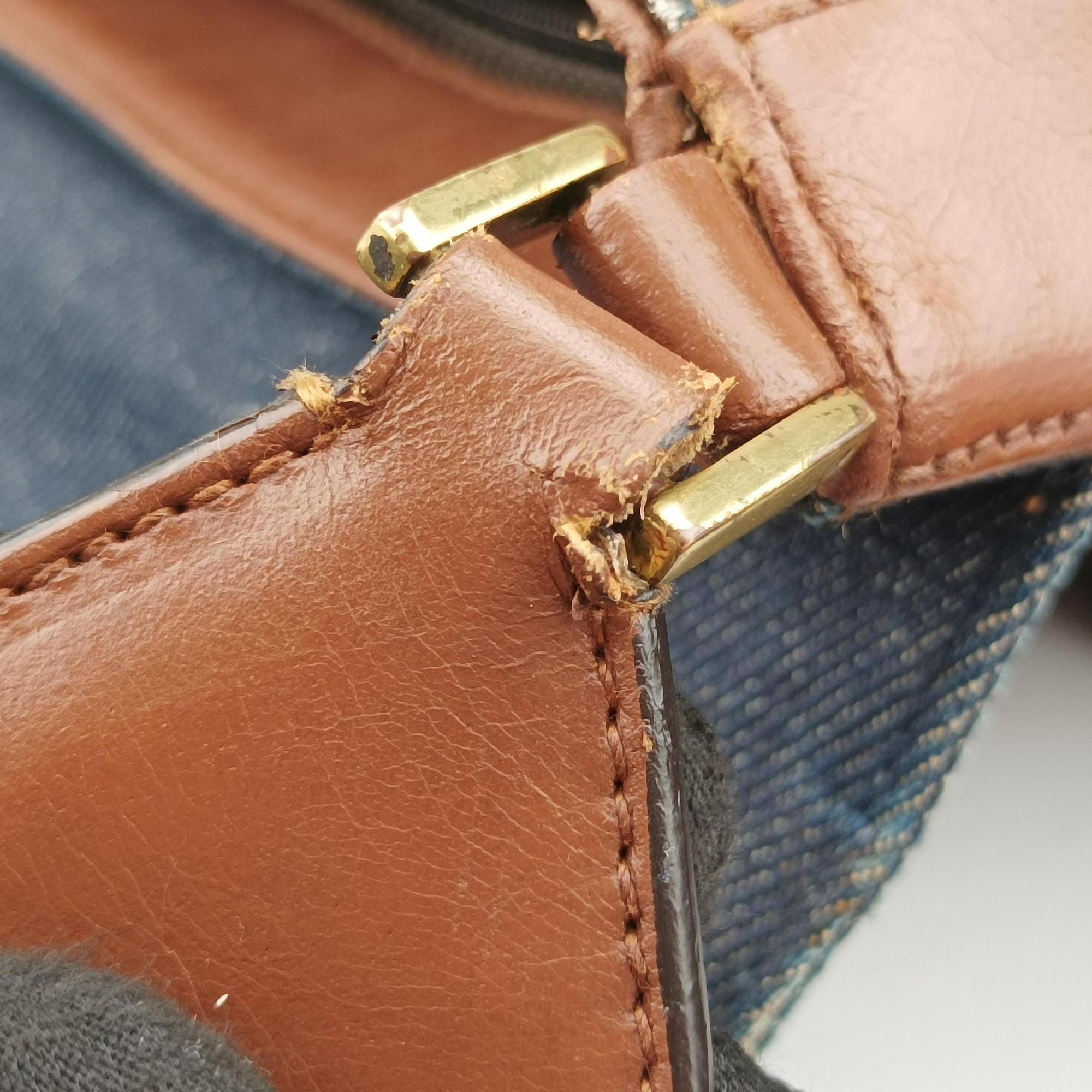 Pre-owned Christian Dior Street Chic Brown×blue canvasxleather  shoulderbag | stylenewstar