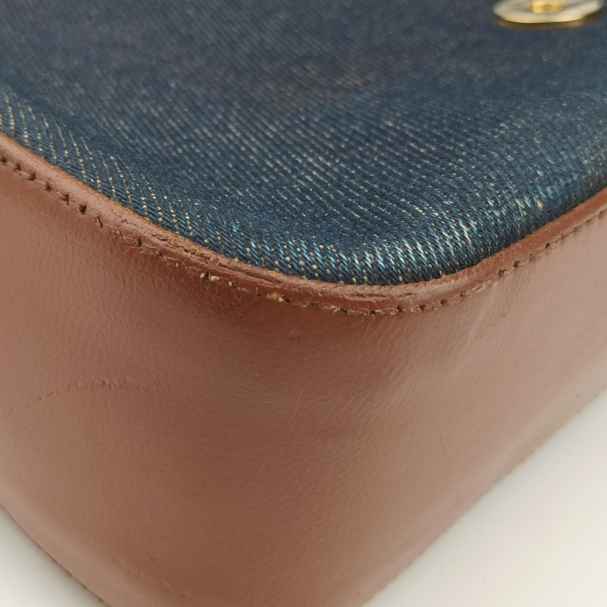 Pre-owned Christian Dior Street Chic Brown×blue canvasxleather  shoulderbag | stylenewstar