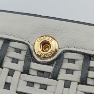 Pre-owned Fendi Nano Baguette Charm Black/White Leather 7AR844 shoulderbag | stylenewstar