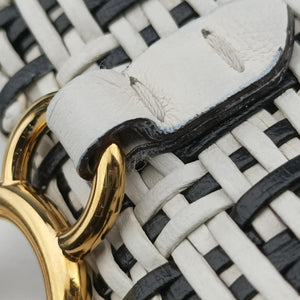 Pre-owned Fendi Nano Baguette Charm Black/White Leather 7AR844 shoulderbag | stylenewstar