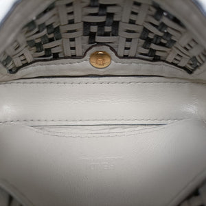 Pre-owned Fendi Nano Baguette Charm Black/White Leather 7AR844 shoulderbag | stylenewstar