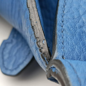 Pre-owned Prada Vitello Daino Sound Flap Top Handle Blue Leather BR5034 shoulderbag | stylenewstar