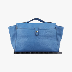 Pre-owned Prada Vitello Daino Sound Flap Top Handle Blue Leather BR5034 shoulderbag | stylenewstar