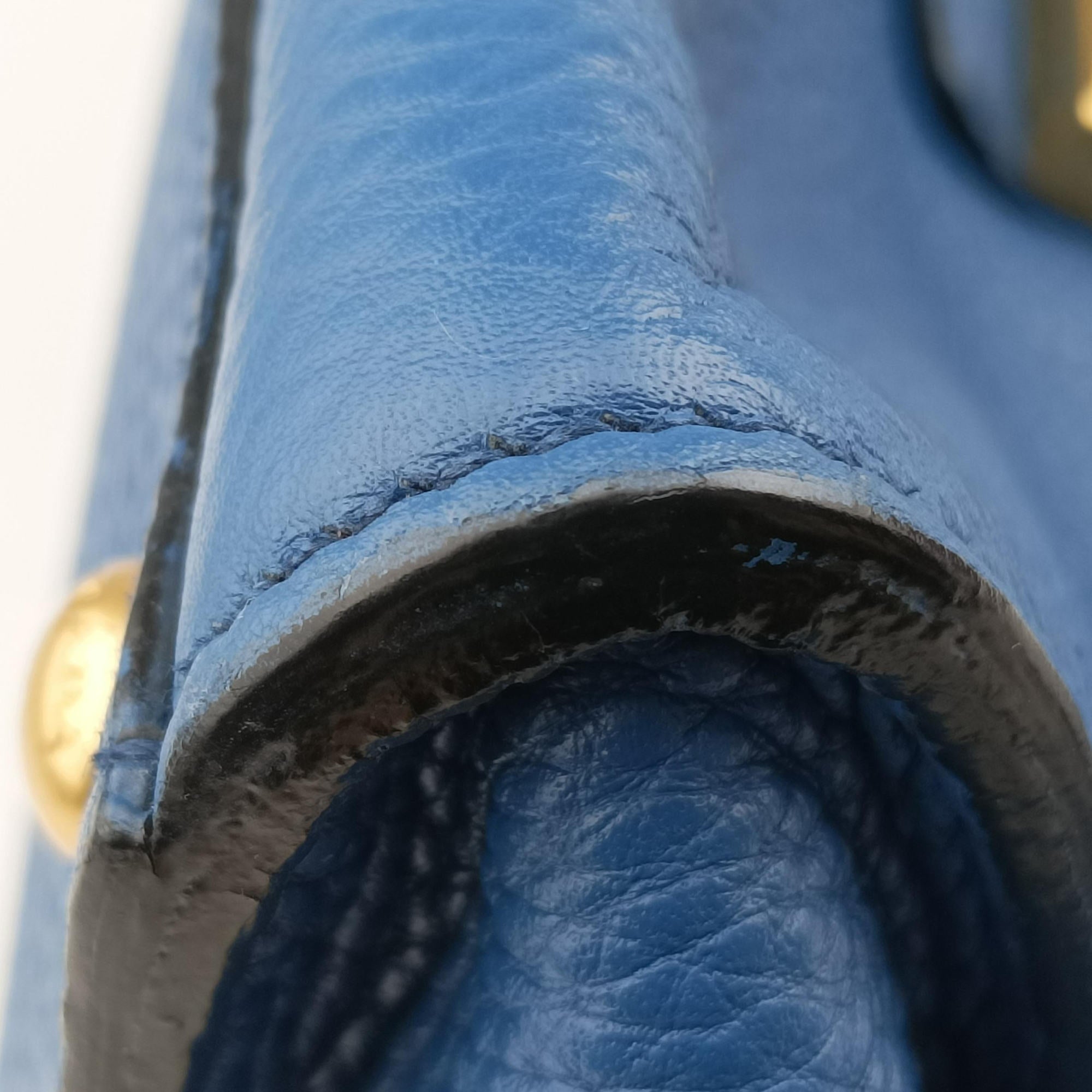 Pre-owned Prada Vitello Daino Sound Flap Top Handle Blue Leather BR5034 shoulderbag | stylenewstar
