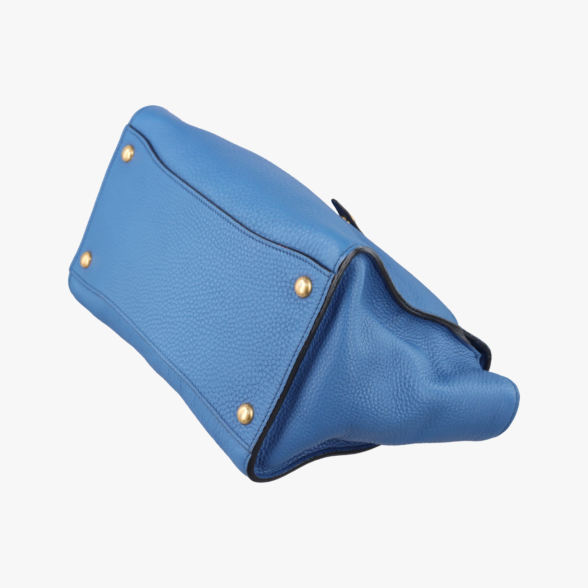 Pre-owned Prada Vitello Daino Sound Flap Top Handle Blue Leather BR5034 shoulderbag | stylenewstar