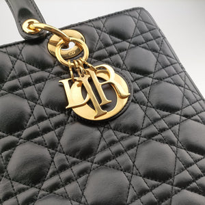 Pre-owned Christian Dior Lady Dior Black lambskin  handbag | stylenewstar