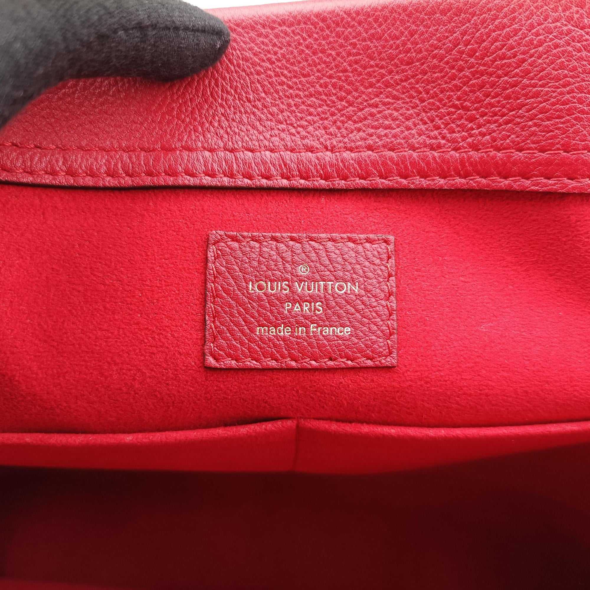 Pre-owned Louis Vuitton PALLAS SHOPPER Brown×CERISE Monogram Canvas×calf leather M51197 shoulderbag | stylenewstar