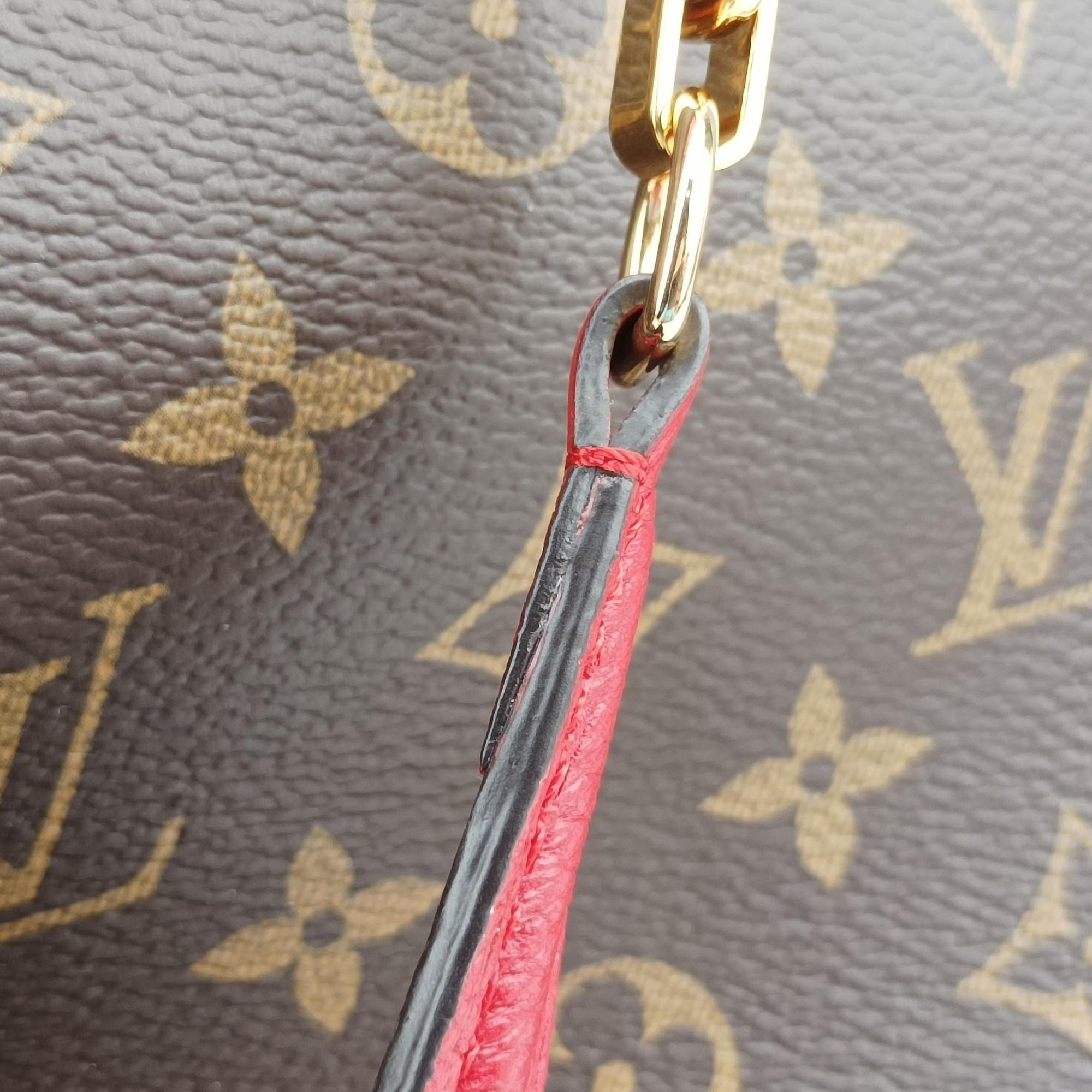 Pre-owned Louis Vuitton PALLAS SHOPPER Brown×CERISE Monogram Canvas×calf leather M51197 shoulderbag | stylenewstar