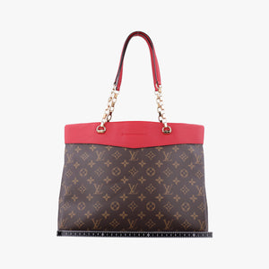 Pre-owned Louis Vuitton PALLAS SHOPPER Brown×CERISE Monogram Canvas×calf leather M51197 shoulderbag | stylenewstar