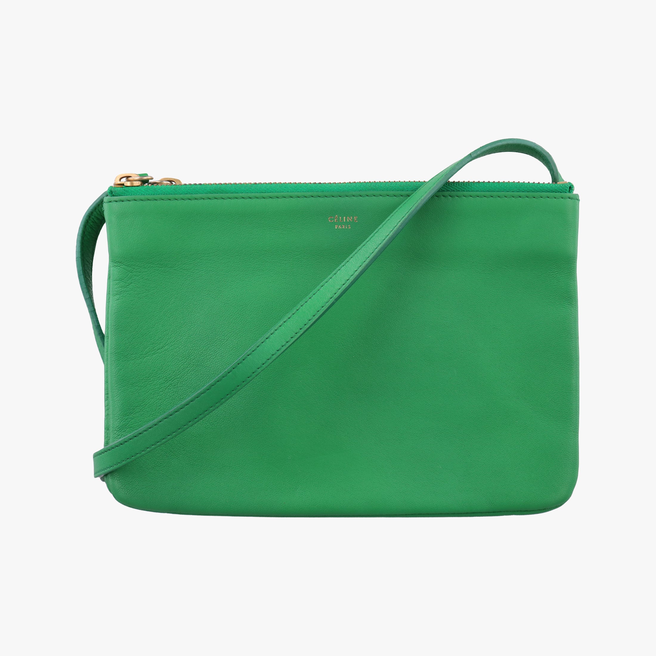 Vintage Celine TRIO Green Leather  shoulderbag | stylenewstar