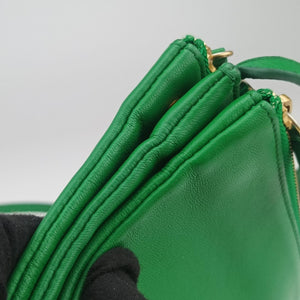 Vintage Celine TRIO Green Leather  shoulderbag | stylenewstar