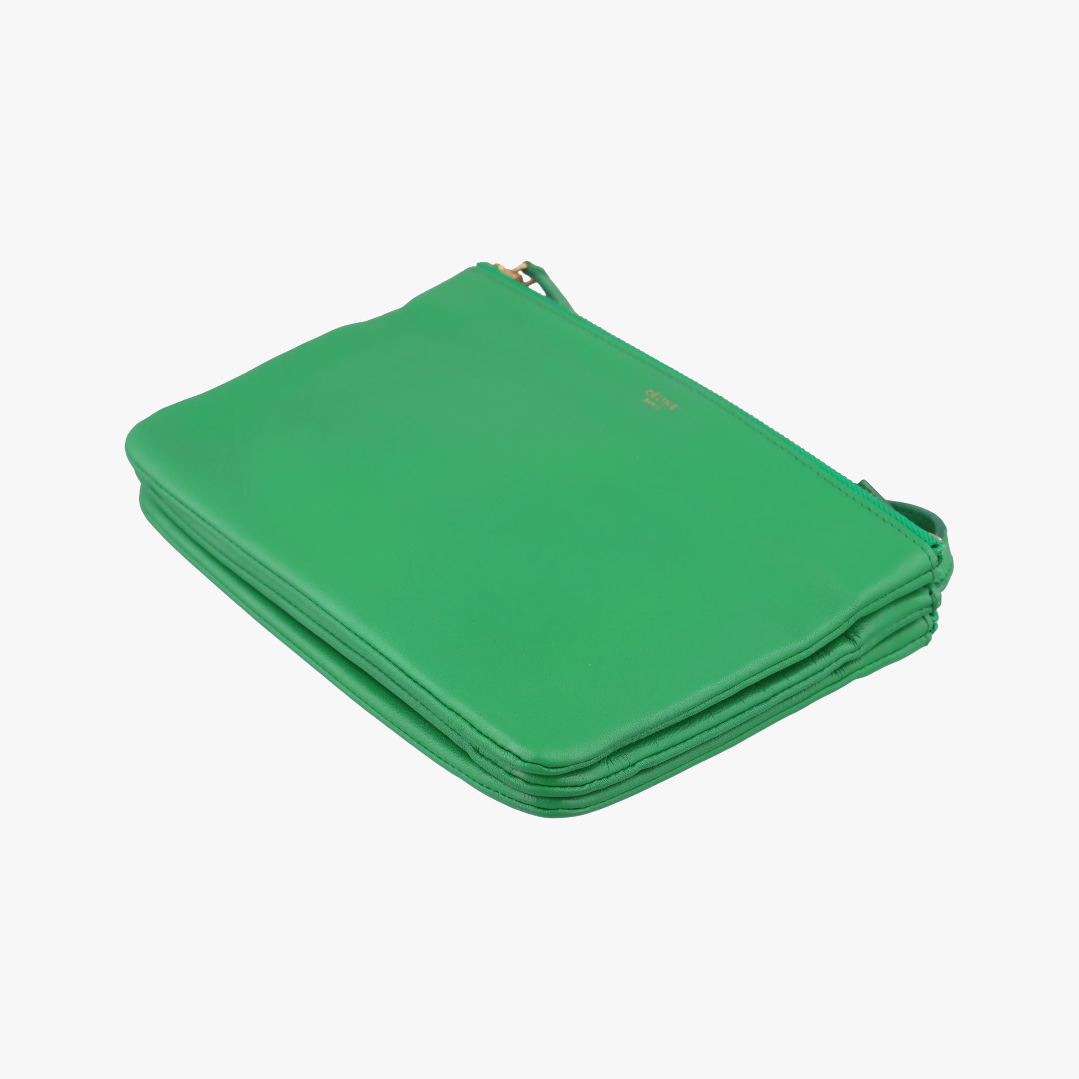 Vintage Celine TRIO Green Leather  shoulderbag | stylenewstar