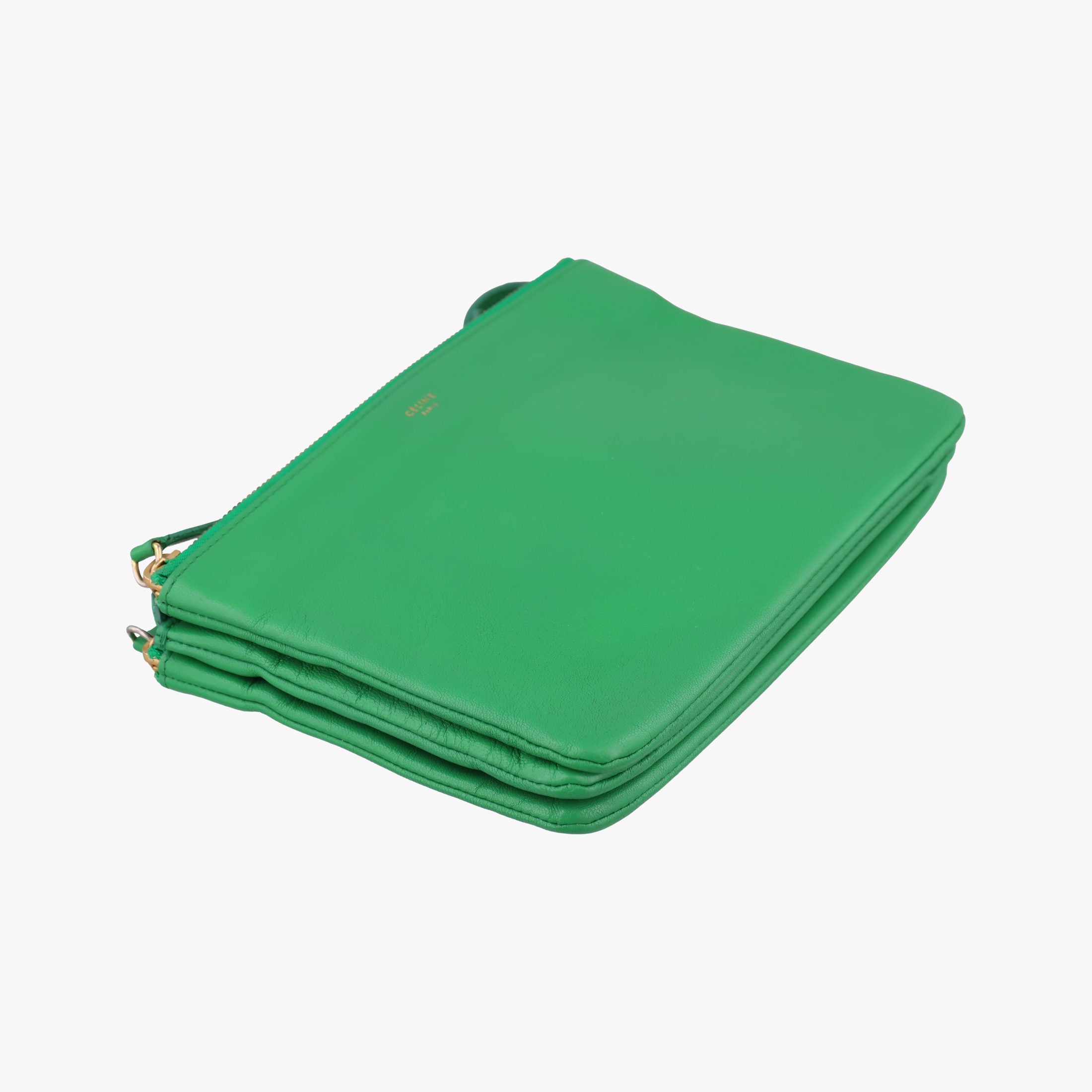 Vintage Celine TRIO Green Leather  shoulderbag | stylenewstar