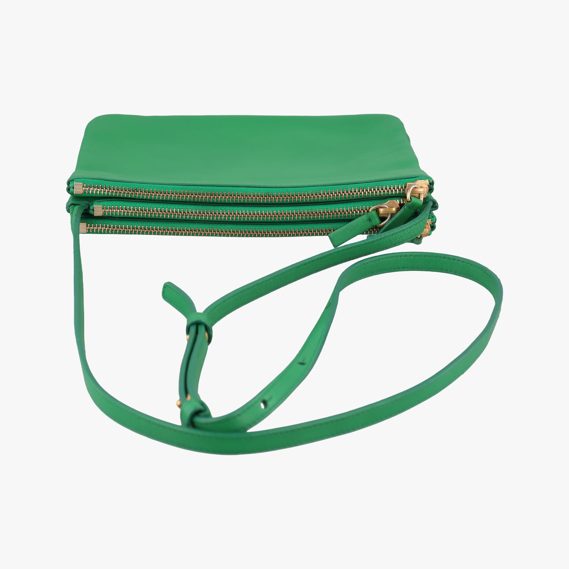 Vintage Celine TRIO Green Leather  shoulderbag | stylenewstar