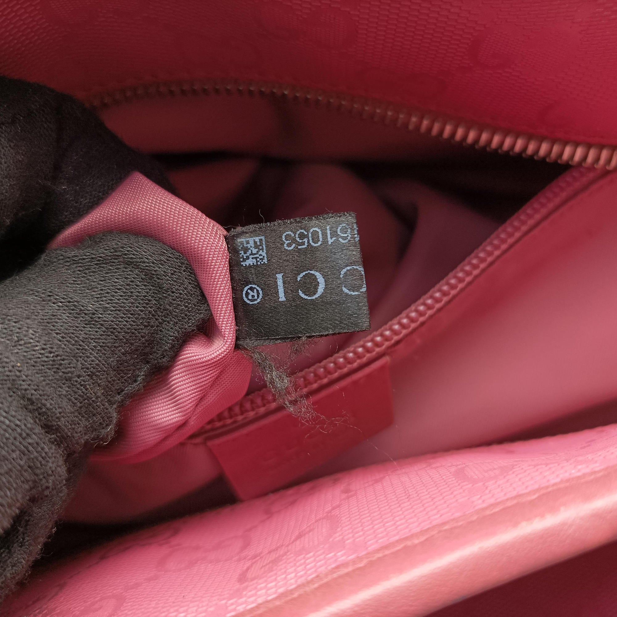 Secondhand Gucci Guccissima GG Imprime Pink PVC coated canvas×Leather 211120 shoulderbag | stylenewstar