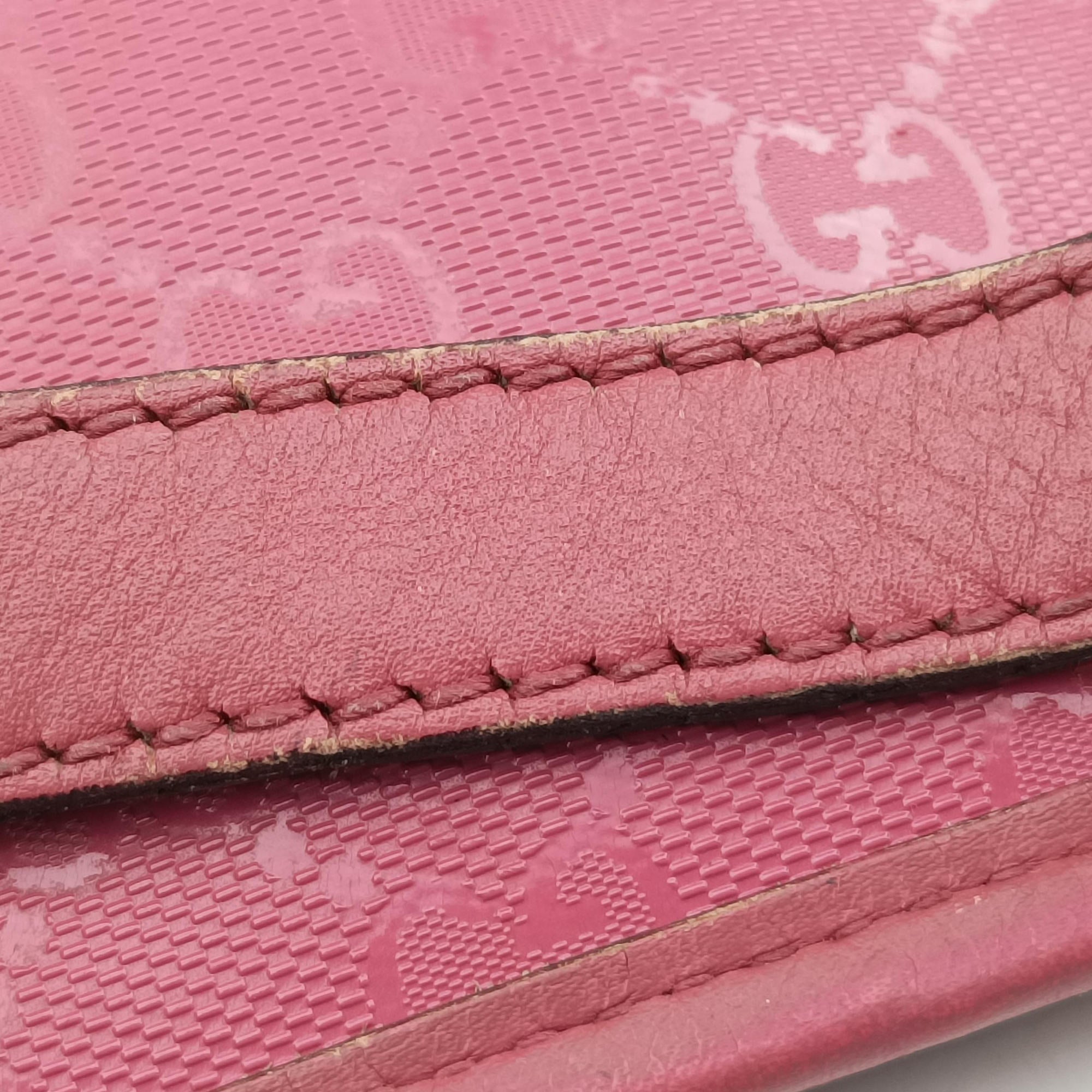 Secondhand Gucci Guccissima GG Imprime Pink PVC coated canvas×Leather 211120 shoulderbag | stylenewstar