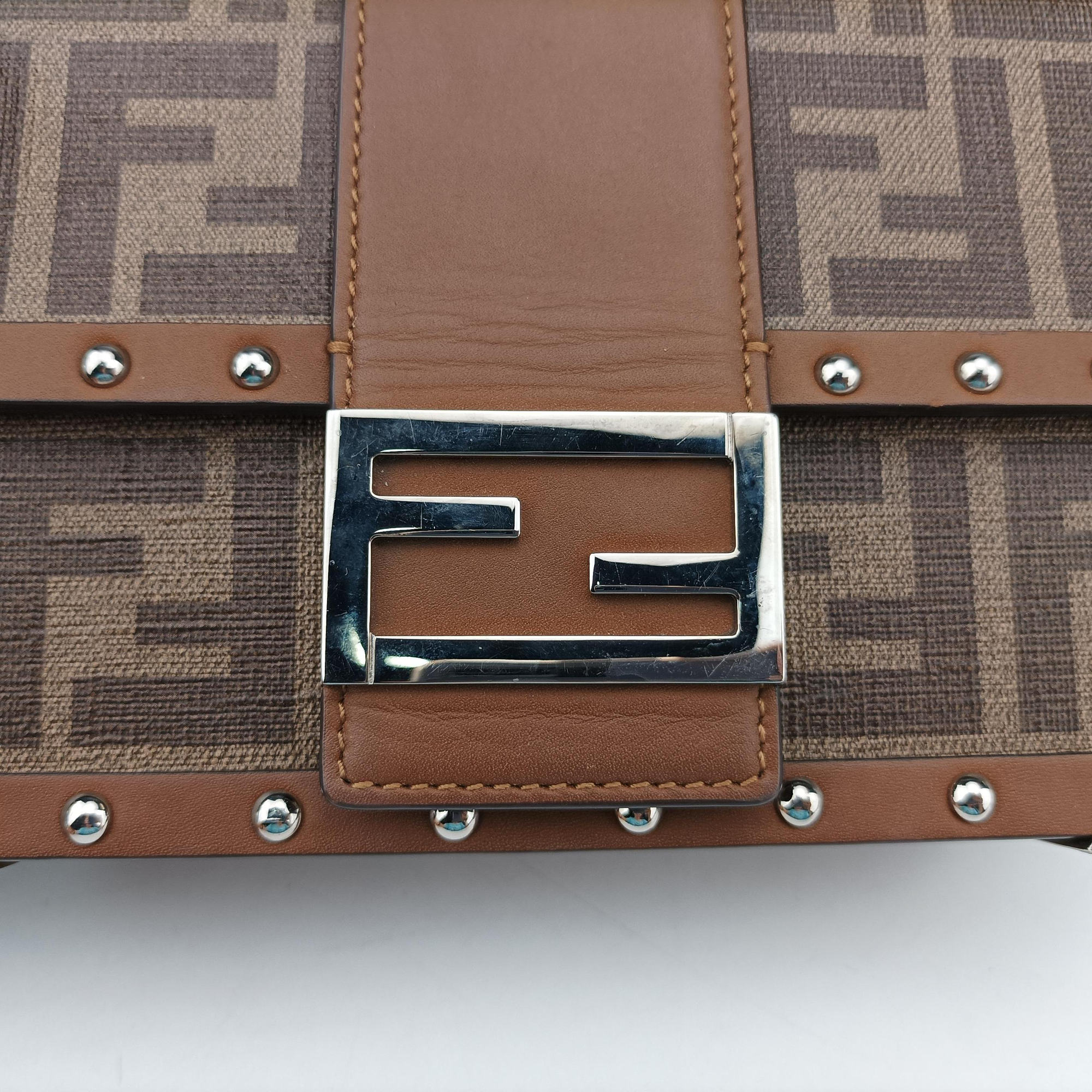 Vintage Fendi Zucca Trunk Brown PVC coated canvas×Leather 7VA507 shoulderbag | stylenewstar