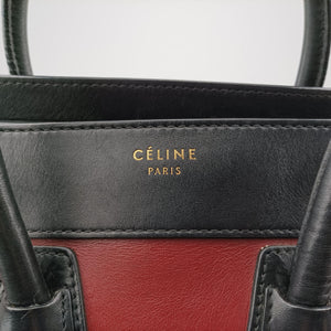 Pre-owned Celine Luggage Micro shopper Bordeaux×black×beige Suede×leather  handbag | stylenewstar