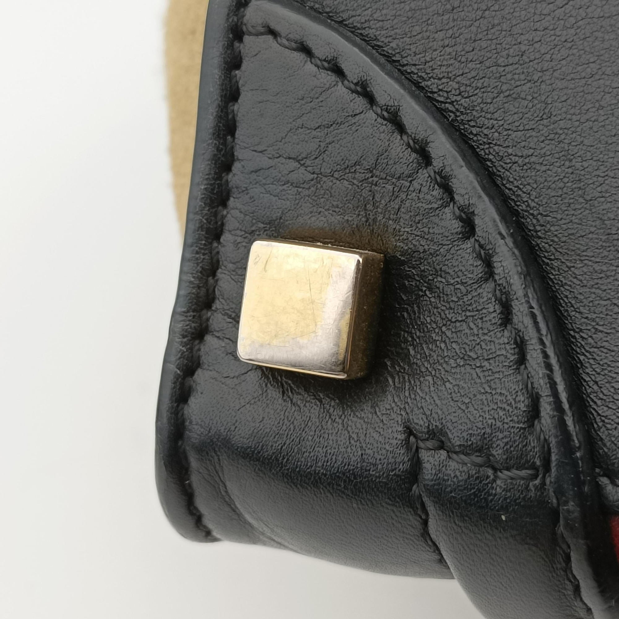 Pre-owned Celine Luggage Micro shopper Bordeaux×black×beige Suede×leather  handbag | stylenewstar