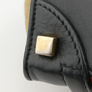 Pre-owned Celine Luggage Micro shopper Bordeaux×black×beige Suede×leather  handbag | stylenewstar