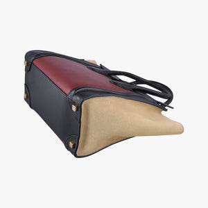 Pre-owned Celine Luggage Micro shopper Bordeaux×black×beige Suede×leather  handbag | stylenewstar