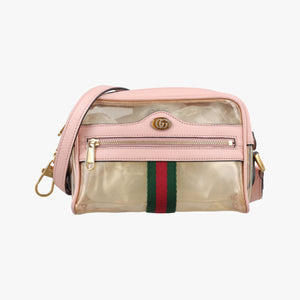 Pre-owned Gucci OPHIDIA Pink×Transparent PVC coated canvas 517350 shoulderbag | stylenewstar