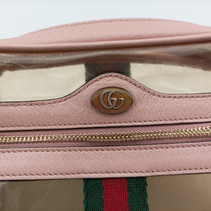 Pre-owned Gucci OPHIDIA Pink×Transparent PVC coated canvas 517350 shoulderbag | stylenewstar