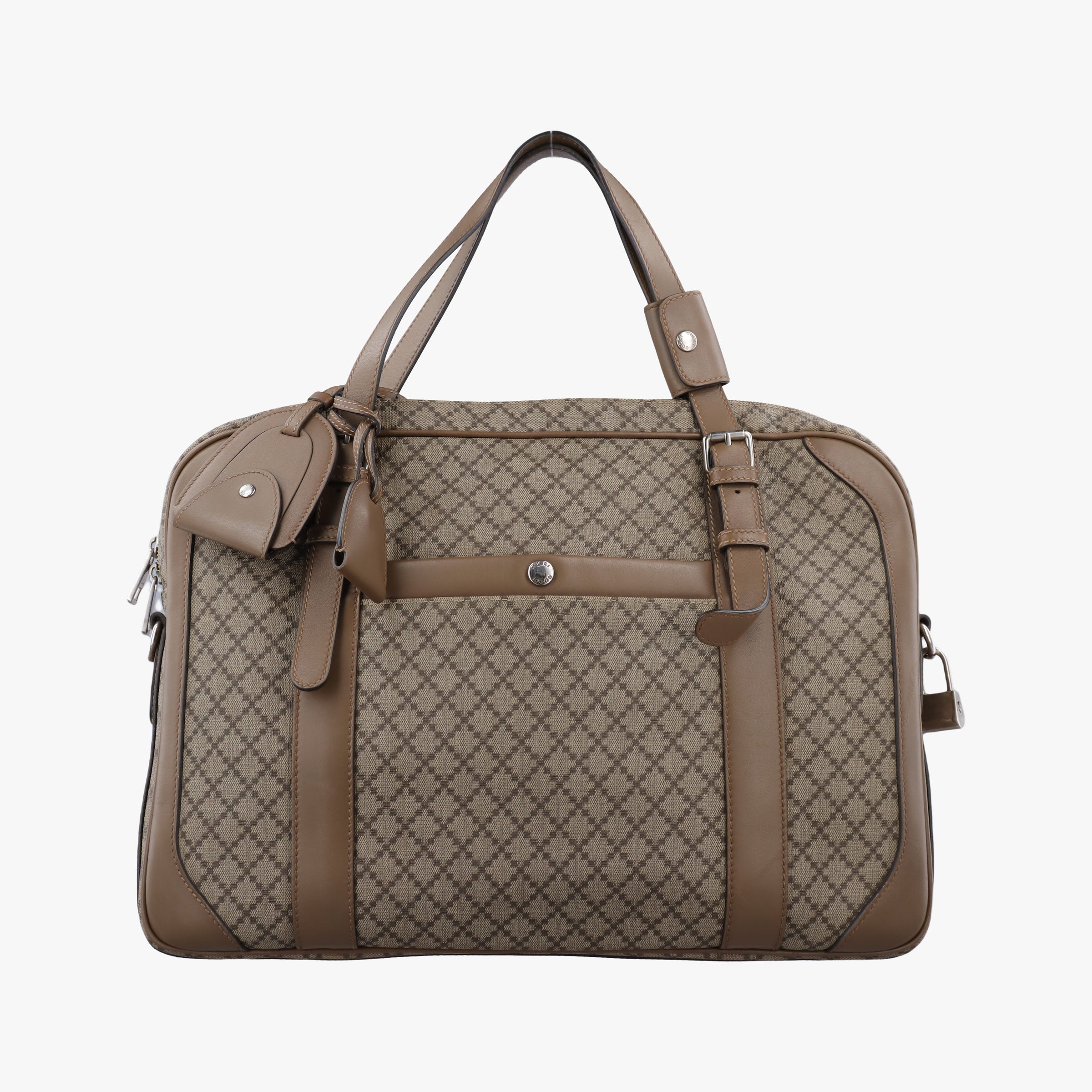 Secondhand Gucci Diamante business Brown PVC coated canvas×Leather 267898 handbag | stylenewstar