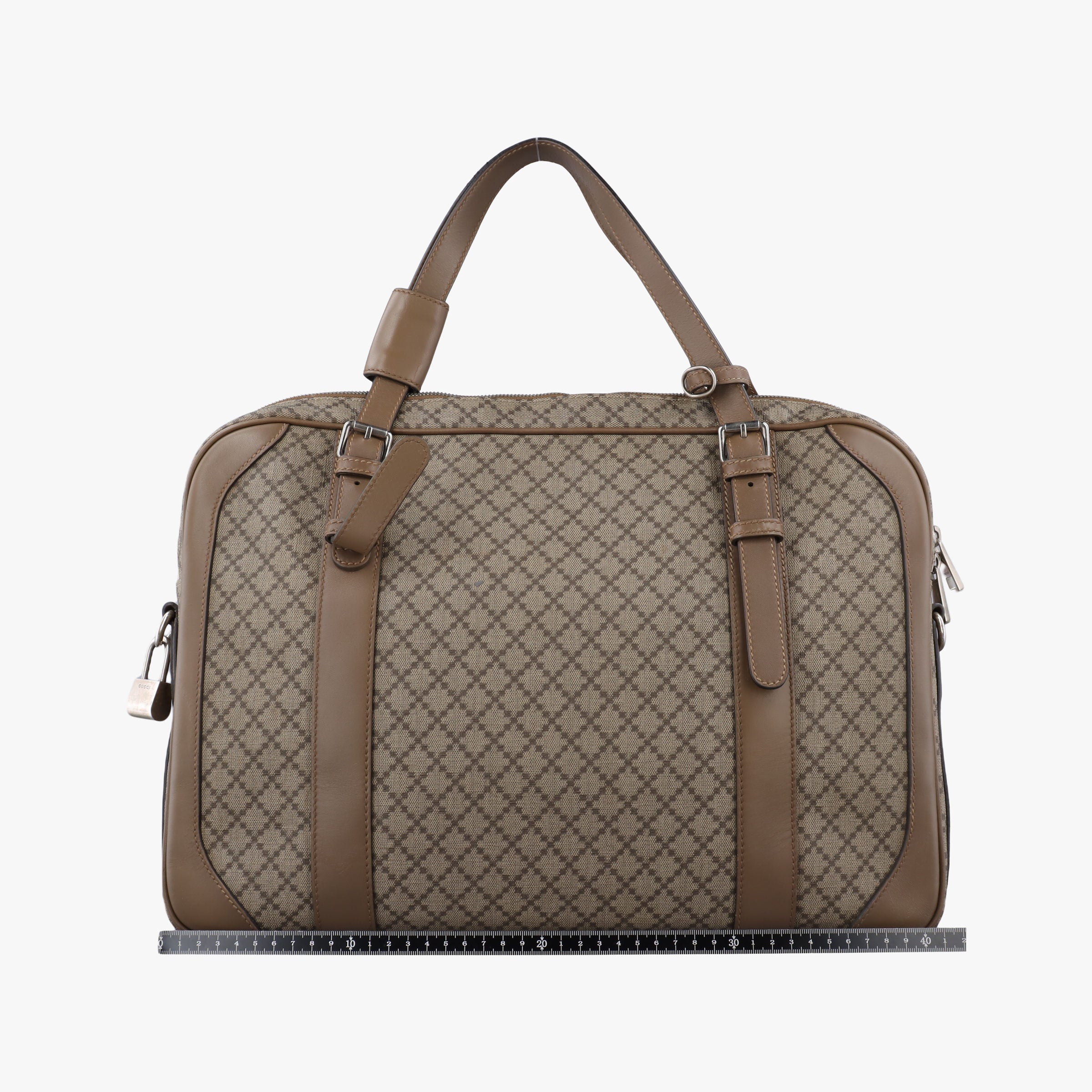 Secondhand Gucci Diamante business Brown PVC coated canvas×Leather 267898 handbag | stylenewstar