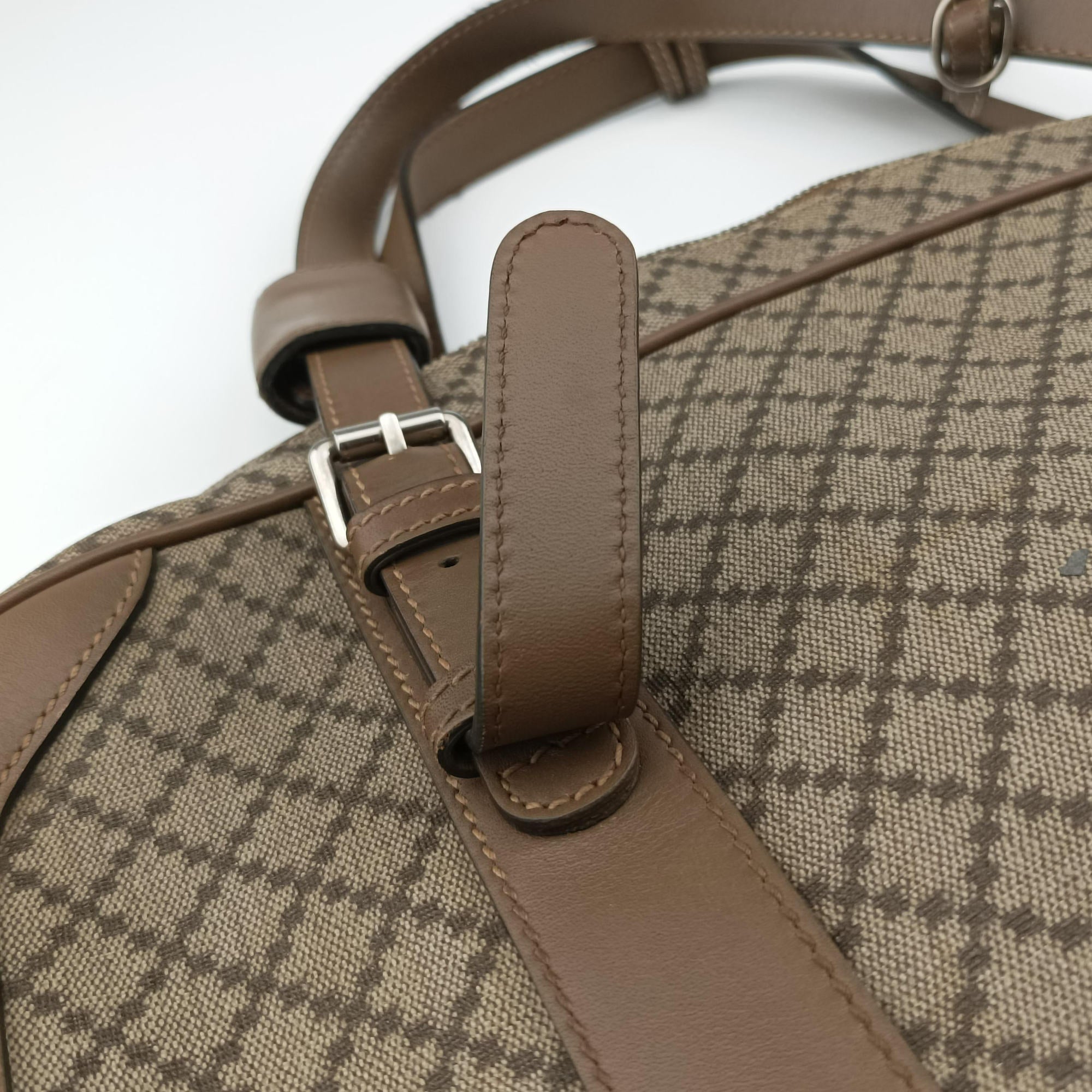Secondhand Gucci Diamante business Brown PVC coated canvas×Leather 267898 handbag | stylenewstar