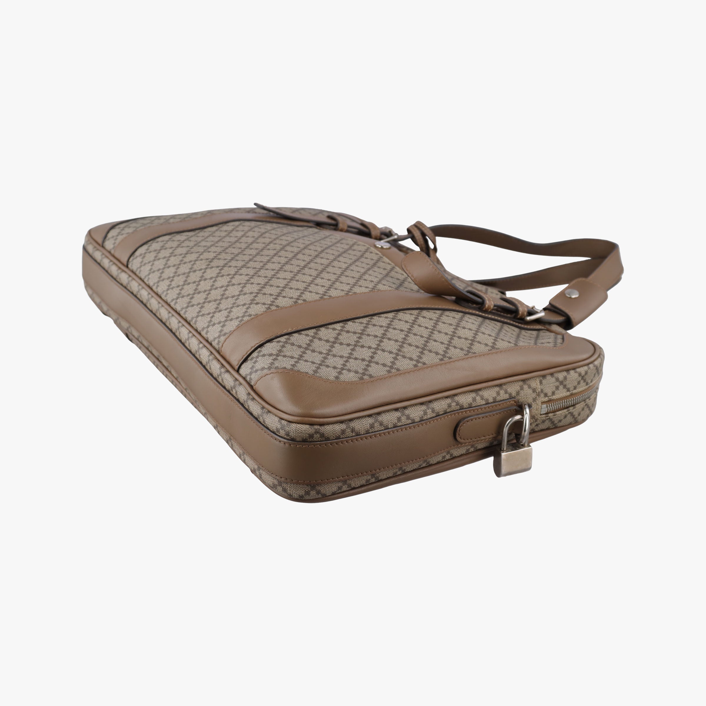 Secondhand Gucci Diamante business Brown PVC coated canvas×Leather 267898 handbag | stylenewstar