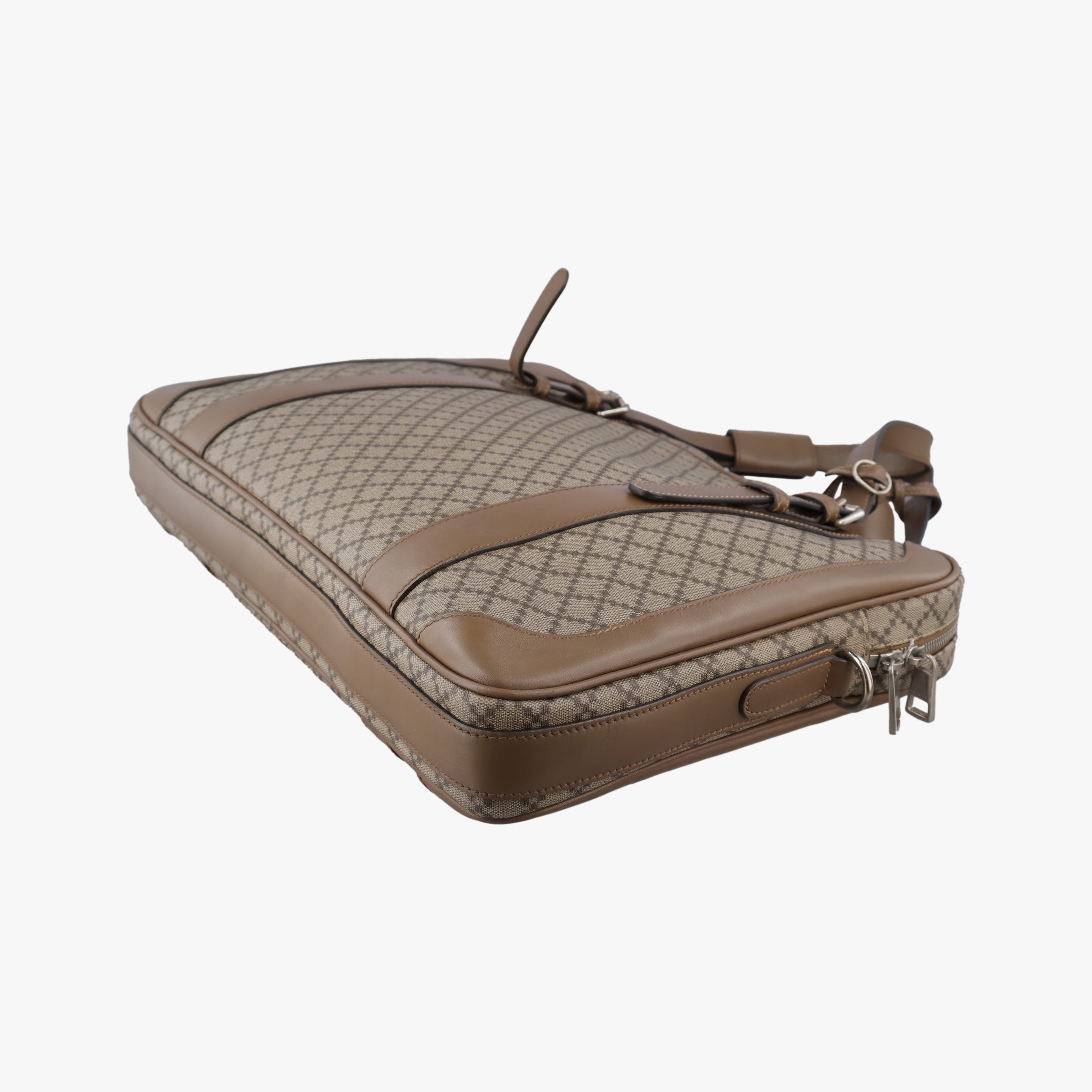 Secondhand Gucci Diamante business Brown PVC coated canvas×Leather 267898 handbag | stylenewstar