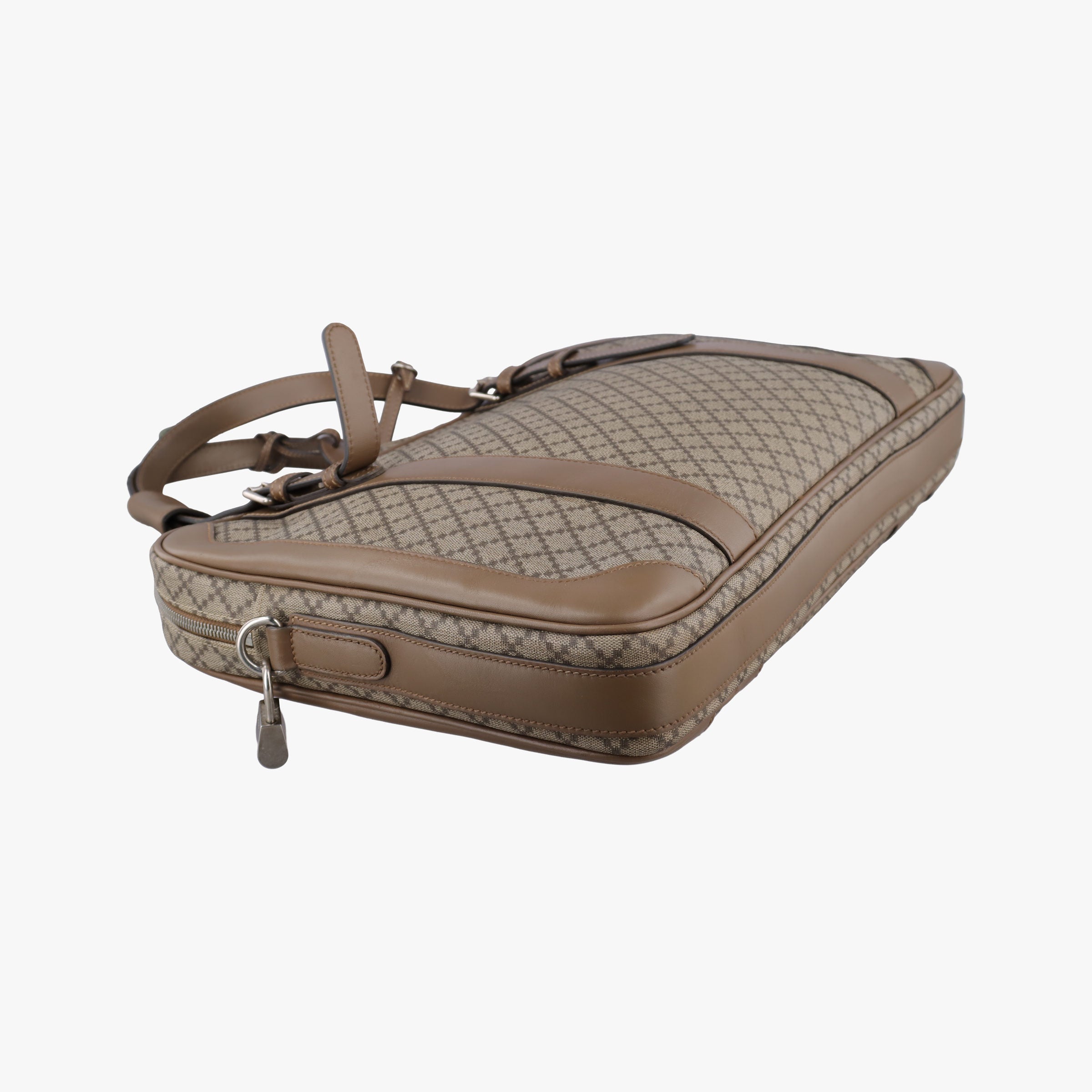 Secondhand Gucci Diamante business Brown PVC coated canvas×Leather 267898 handbag | stylenewstar