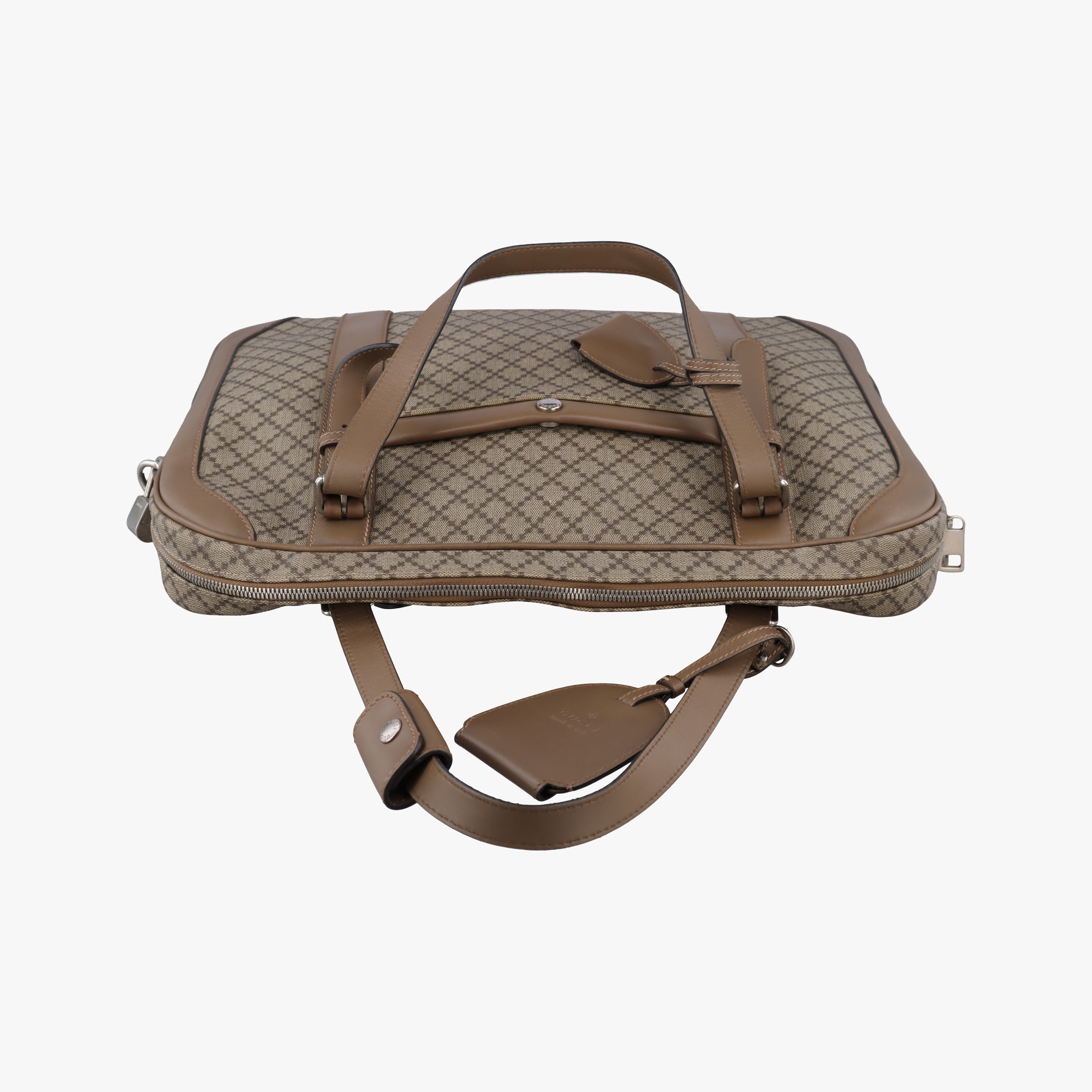Secondhand Gucci Diamante business Brown PVC coated canvas×Leather 267898 handbag | stylenewstar