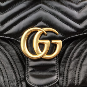 Pre-owned Gucci GG Marmont Black Leather 443497 shoulderbag | stylenewstar