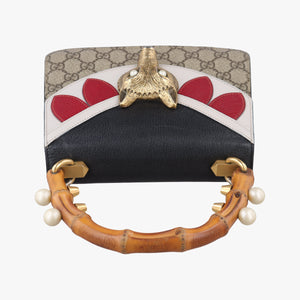 Secondhand Gucci Mini Fox Brooch Bamboo Beige×Multicolour PVC coated canvas×Leather 466428 shoulderbag | stylenewstar