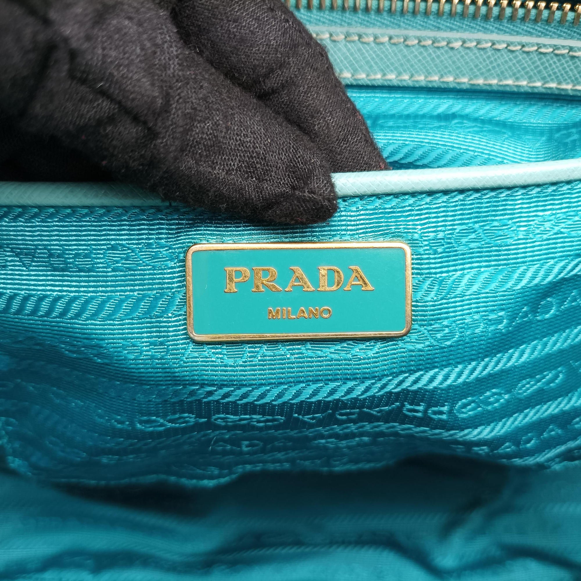 Pre-owned Prada Galleria Blue SAFFIANO Leather BN2274 shoulderbag | stylenewstar