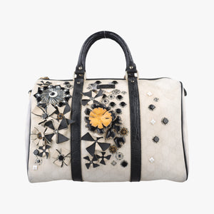 Pre-owned Gucci Floral Applique Medium Joy White PVC coated canvas 197395 handbag | stylenewstar