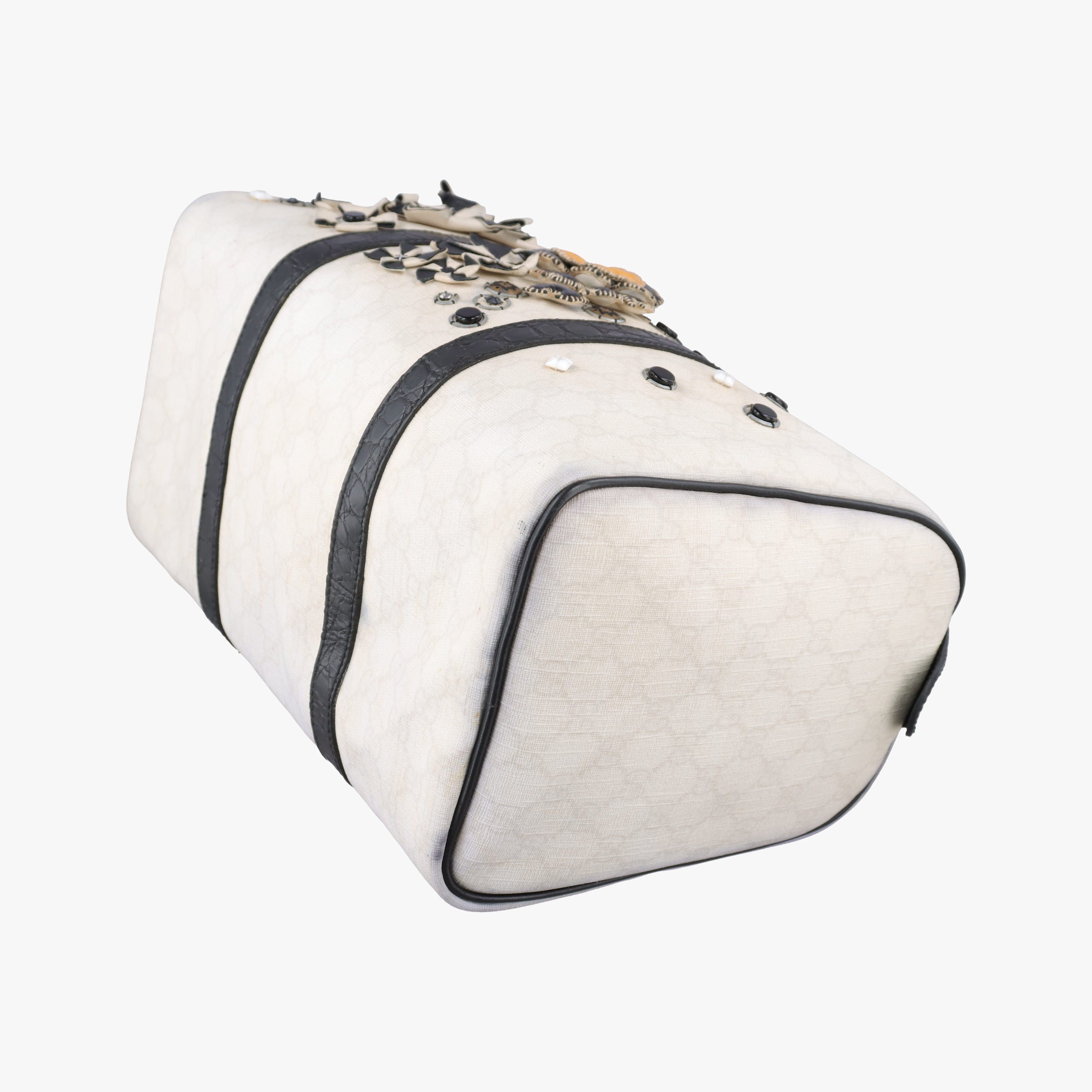 Pre-owned Gucci Floral Applique Medium Joy White PVC coated canvas 197395 handbag | stylenewstar