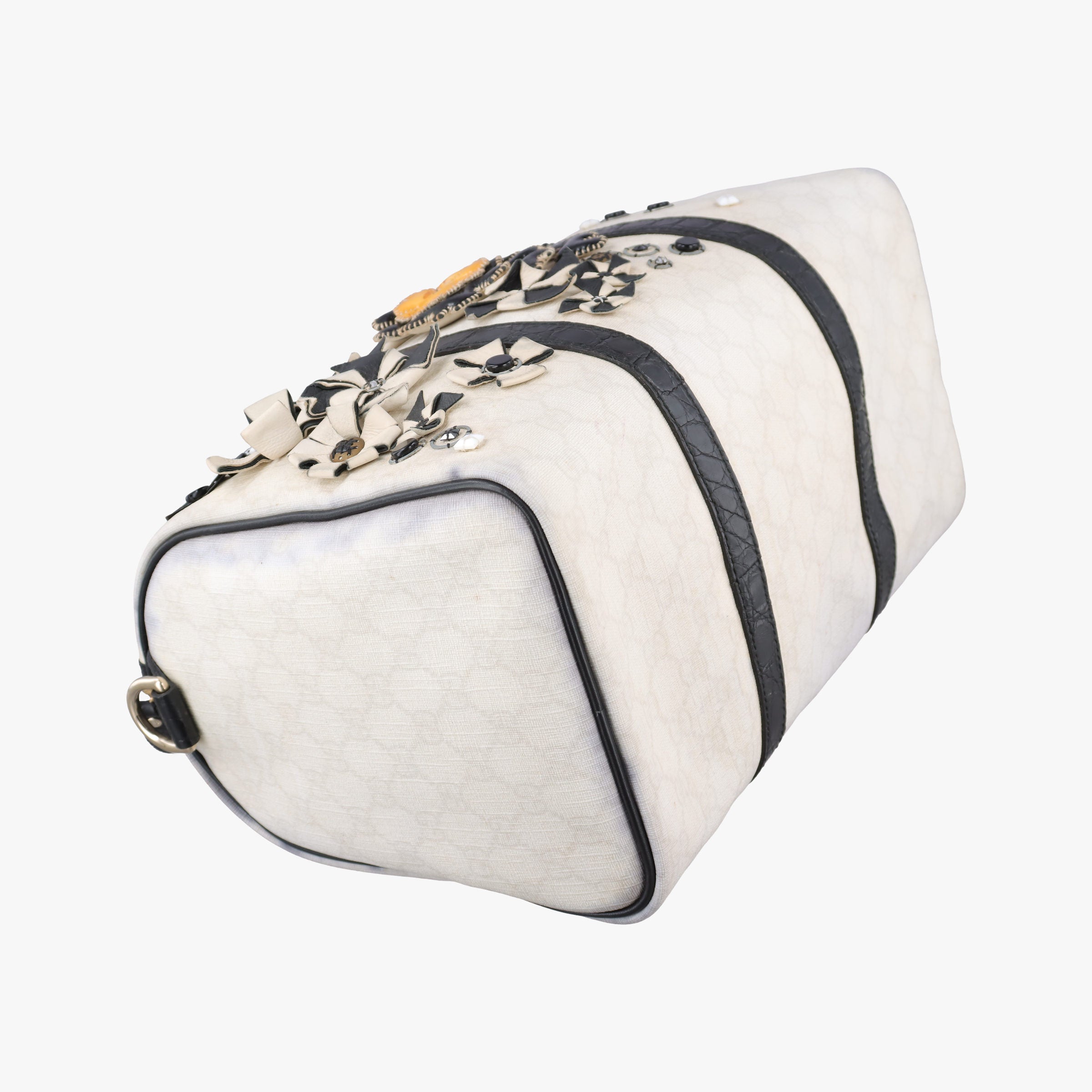 Pre-owned Gucci Floral Applique Medium Joy White PVC coated canvas 197395 handbag | stylenewstar